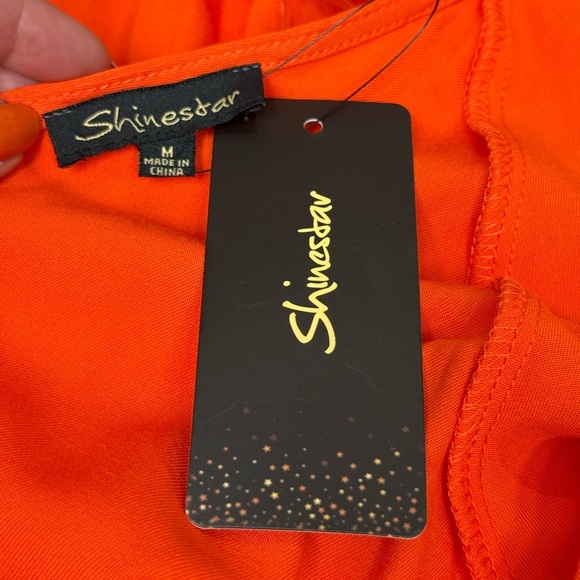 Shinestar Orange Babydoll Mini Dress M NWT Open Back Long Sleeve Boho Fall Style - Picture 9 of 11